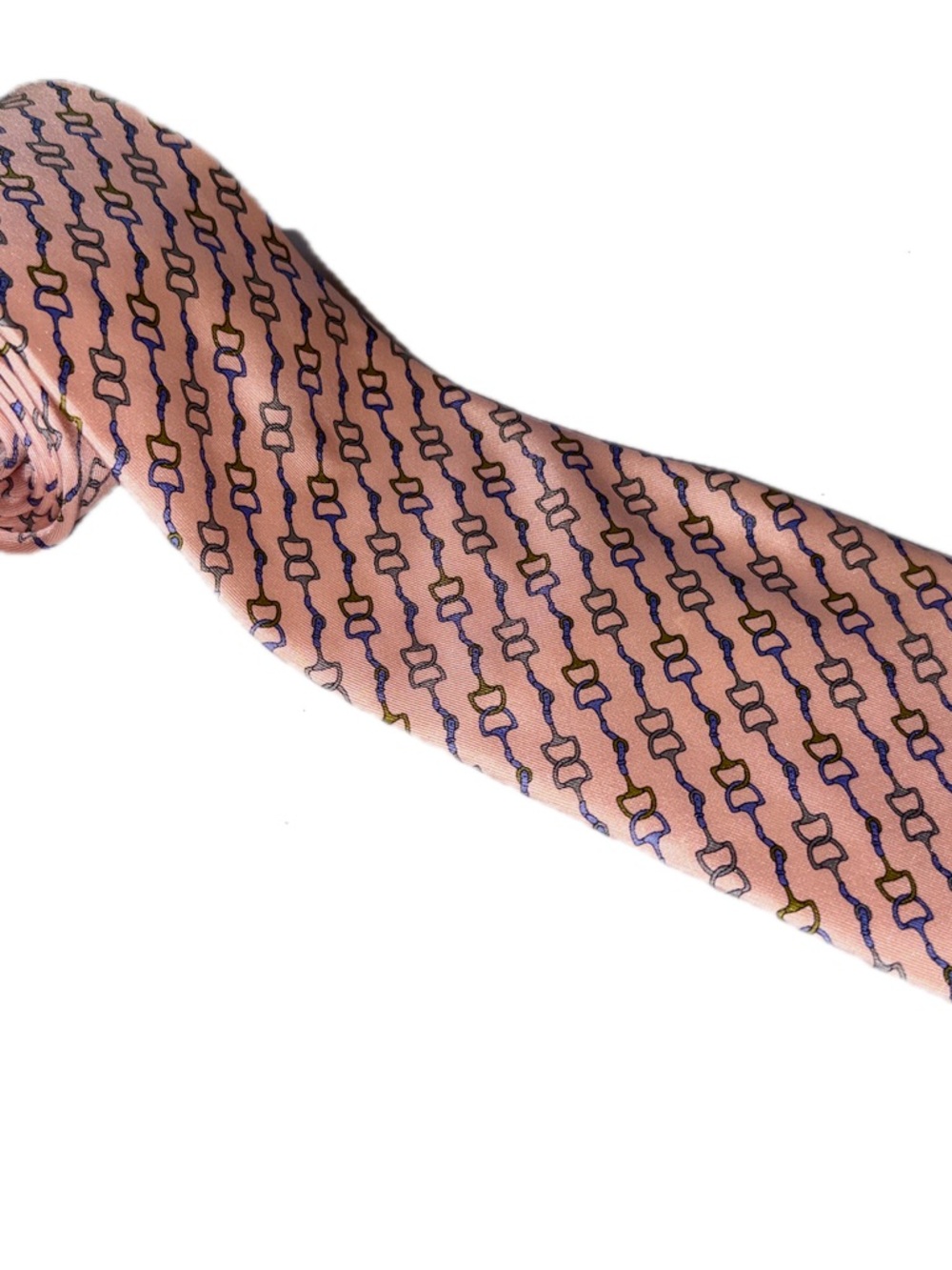 Fendi Pink Silk Chain-Link Pattern Tie